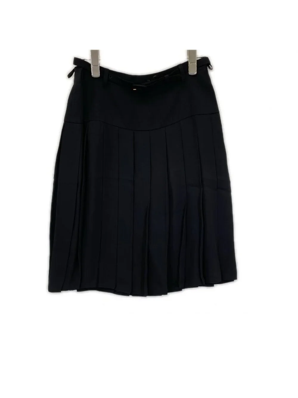 Prada Black Waist Belt Pleats Skirt 36